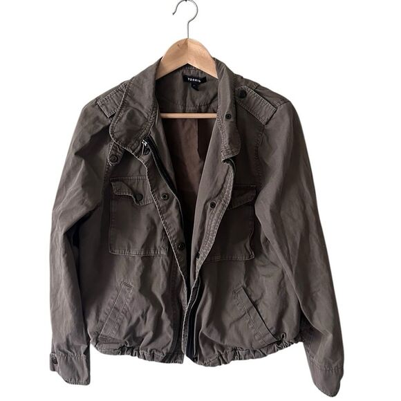 Torrid Light Brown Military Lightweight Zippered Cargo Jacket Size 0 - Picture 1 of 5